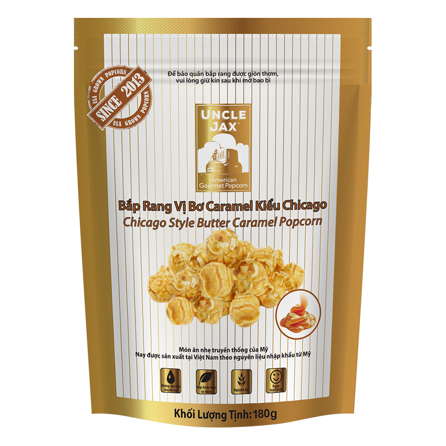 Bắp Rang Uncle Jax Vị Bơ Caramel Kiểu Chicago (180g)