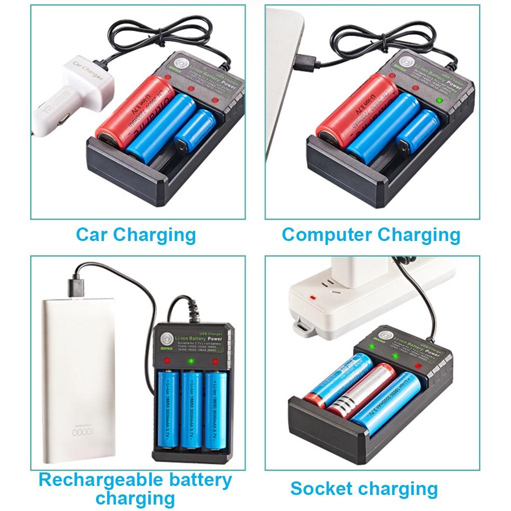 Battery Charger Rechargeable 18650 Lithium Battery Charger 3 Slot USB Cell Charging Station Stand【vollter1】