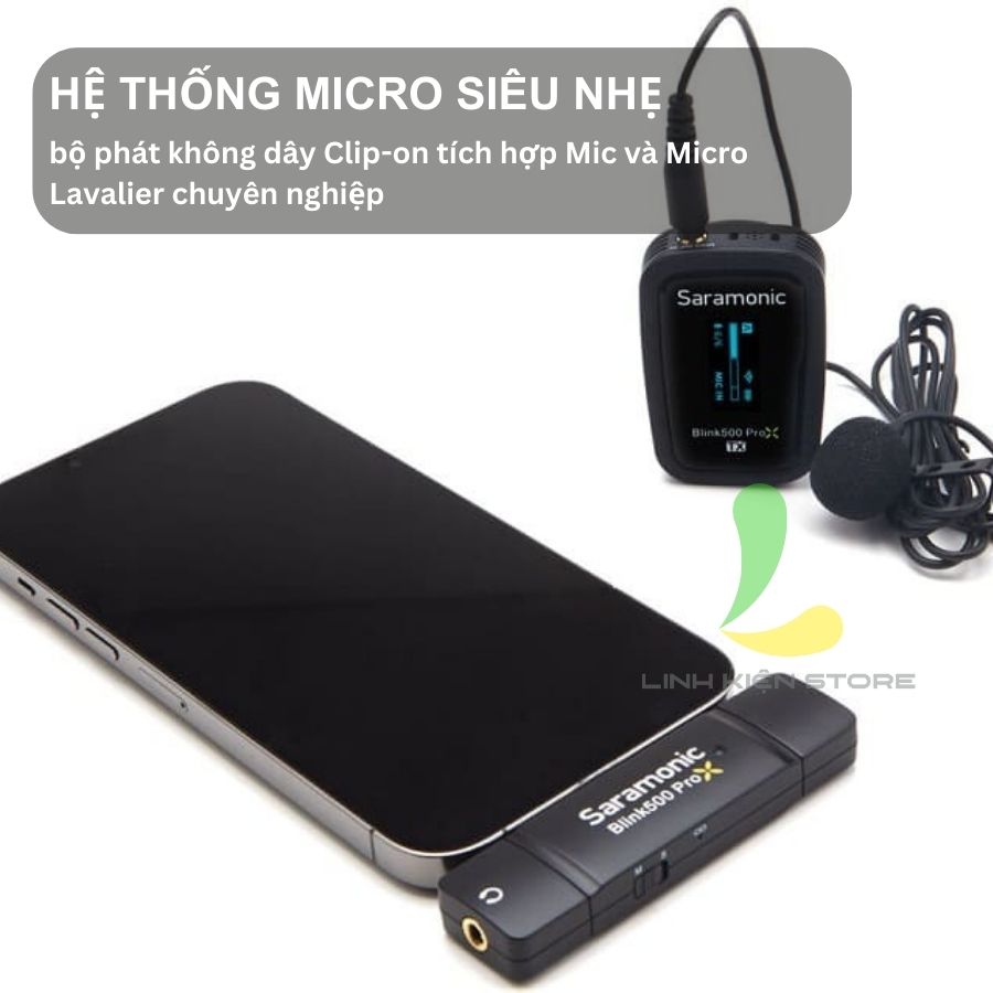 Micro thu âm không dây Saramonic Blink500 ProX B3 - Thiết bị ghi âm dành cho một người công Nghệ 2.4GHz hỗ trợ IOS - Hàng chính hãng