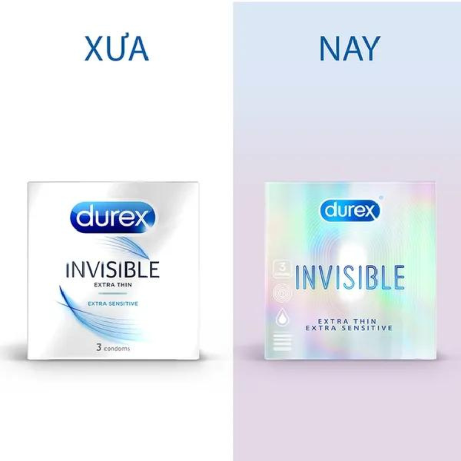 Bao cao su Durex Invisible Extra Thin Extra Sensitive 1 Hộp 3 Bao