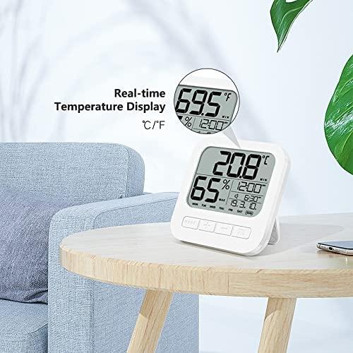 Đồng hồ báo thức điện tử Lịch độ ẩm 1 2h / 24h Đồng hồ để bàn Độc lập