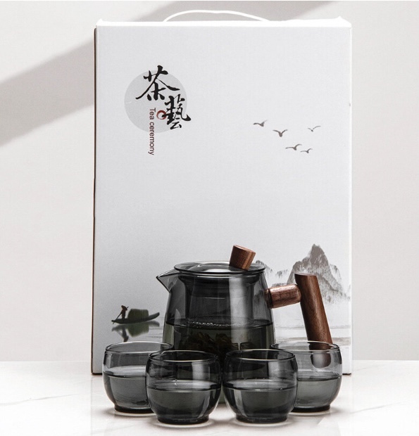 Bộ Ấm Trà 4 ly Thủy Tinh borosilicat Tea Ceremony Pot cao cấp