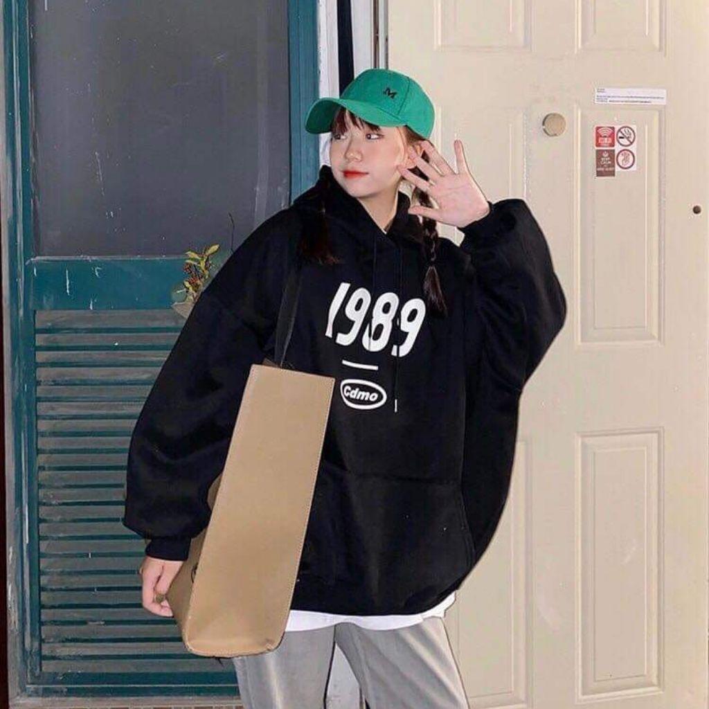 ÁO KHOÁC HOODIE NỈ UNISEX 1989 MÀU ĐEN CHẤT VẢI DÀY,GIỮ ẤM TỐT