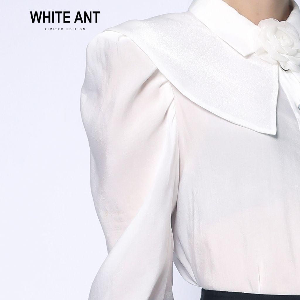 Áo Sơ Mi Nữ Công Sở Dài Tay WHITE ANT Thiết Kế Cổ Sen Bản Lớn Đính Hoa, Chất Vải Modal Mềm Nhẹ 170300028.493