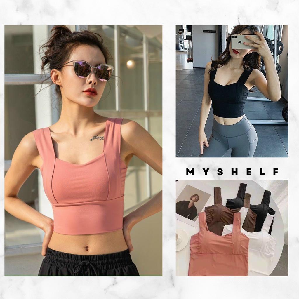 M166. Áo bra tập gym 2 dây sẵn đệm ngực, áo hai dây croptop nữ cá tính (có sẵn - miễn ship)