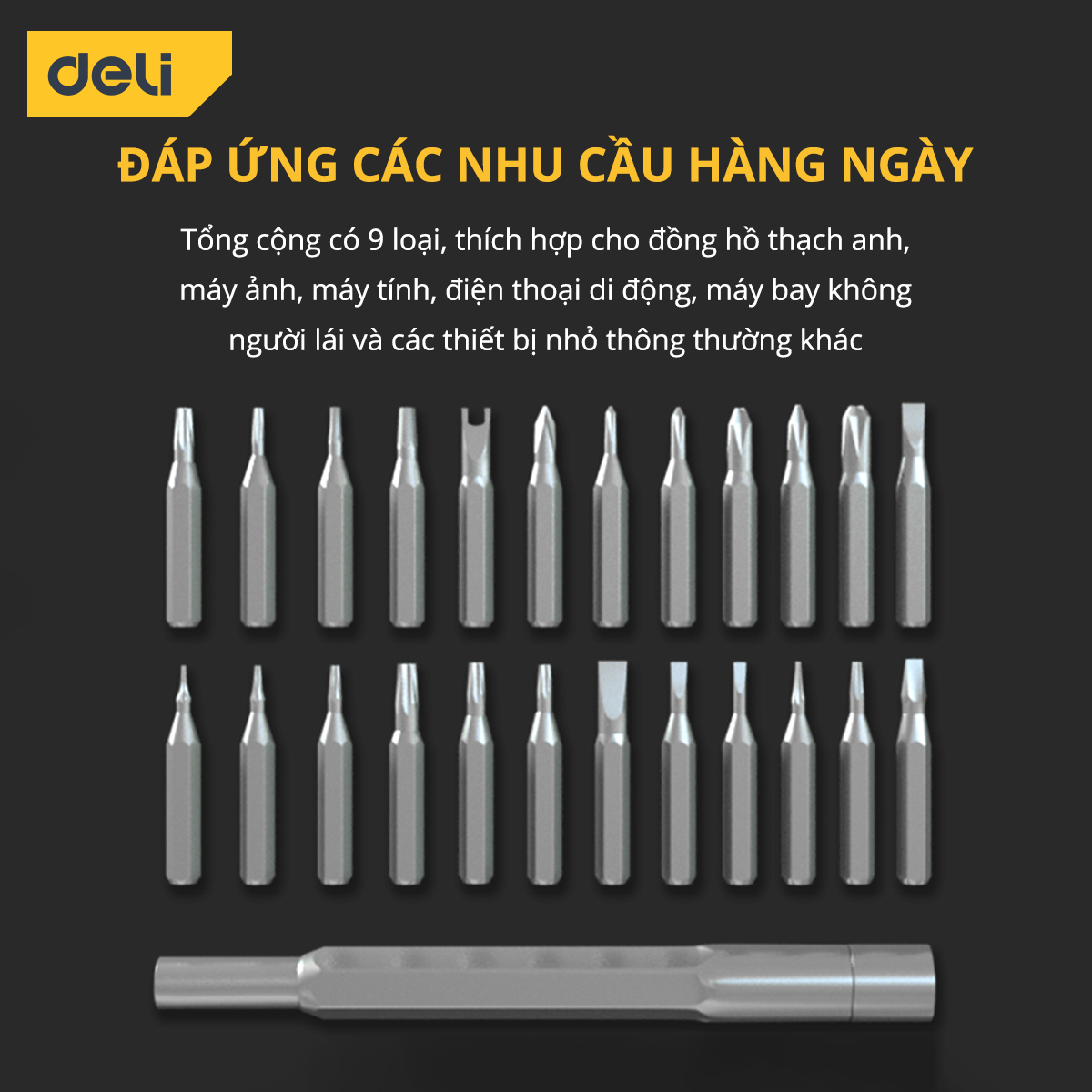 Bộ Tua Vít 24 Đầu Từ Tính Deli - Chất Liệu Siêu Bền, Nhỏ Gọn, Dễ Dàng Sử Dụng Nhiều Mục Đích DL3525