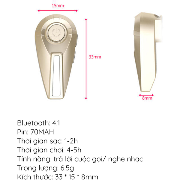 Tai Nghe Bluetooth Nhét Tai Không Dây D5 Đàm Thoại Rảnh Tay Có Tai Nghe Phụ Kiểu Dáng Thể Thao - Nhiều Màu