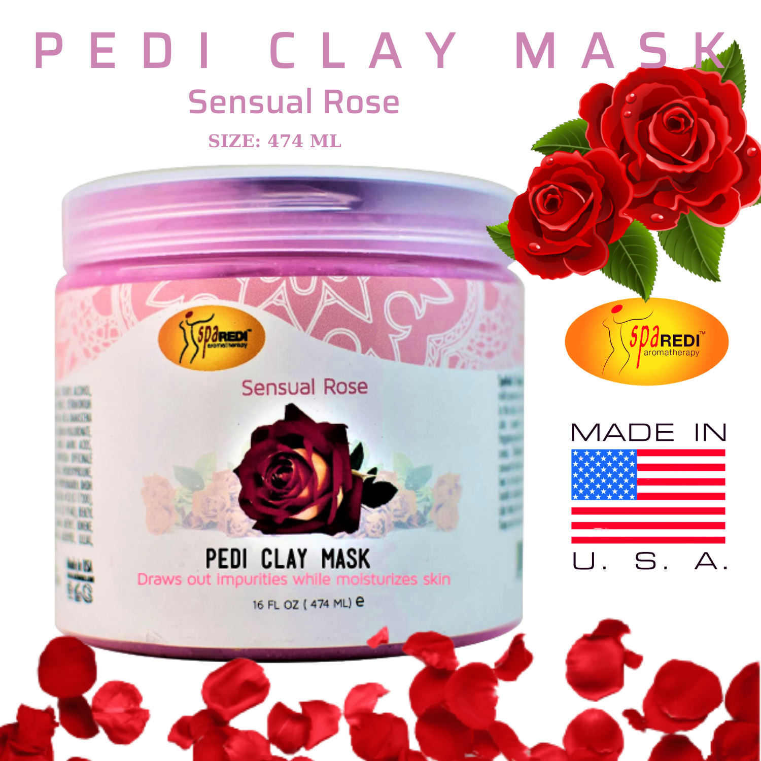 Măt nạ đất sét Pedi Clay Mask mùi Hoa Hồng 474 ml