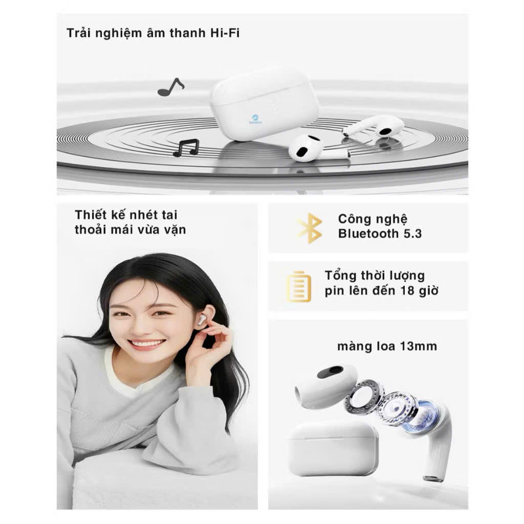 Tai nghe bluetooth nhét tai TWS ROCK EB710 - Hàng chính hãng Bảo hành 12 tháng lỗi 1 đổi 1