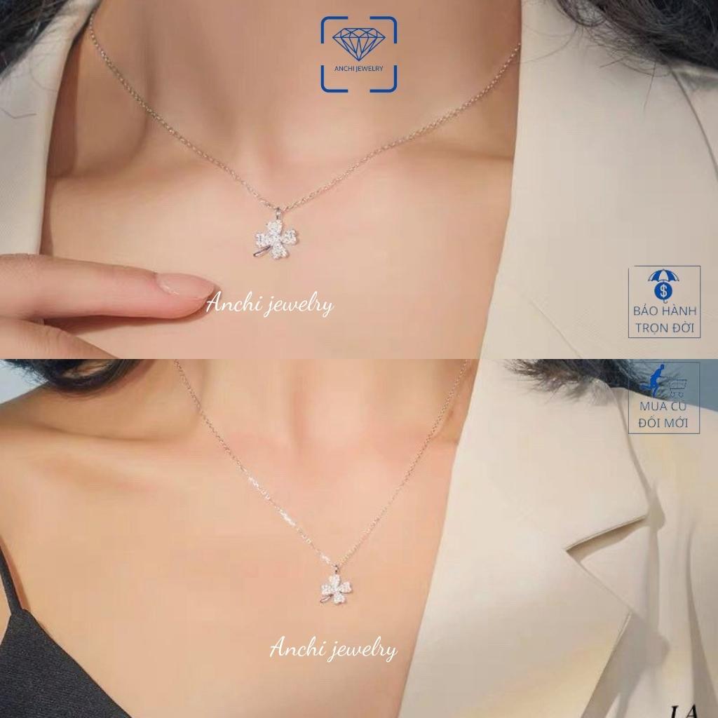 Vòng cổ cỏ 4 (bốn) lá nữ bạc nguyên chất đeo không đen - Anchi jewelry, quà 8 3