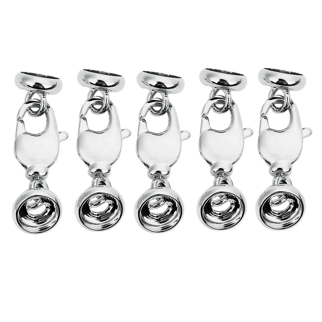 5 Sets Rhodium Leather Cord End Caps Clasp Lobster Clasp Connectors 6.5mm