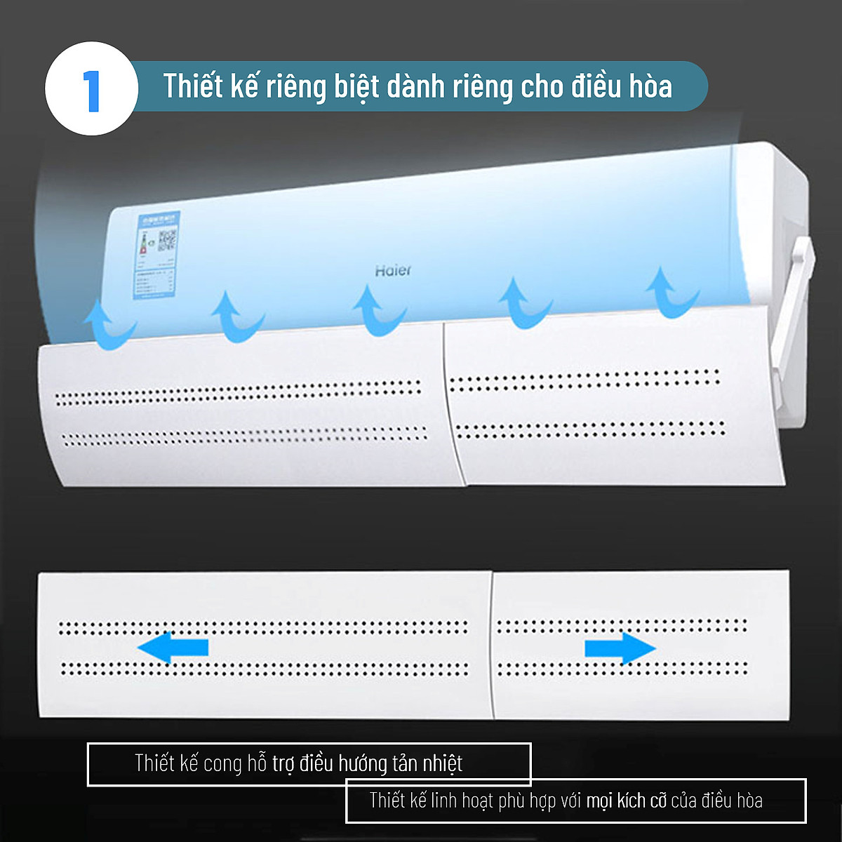 Tấm Chắn Gió Điều Hòa - Hàng Chính Hãng -  Tản Nhiệt Máy Lạnh - Xoay 180 Độ , Thiết Kế Lỗ Thông Gió Nhỏ