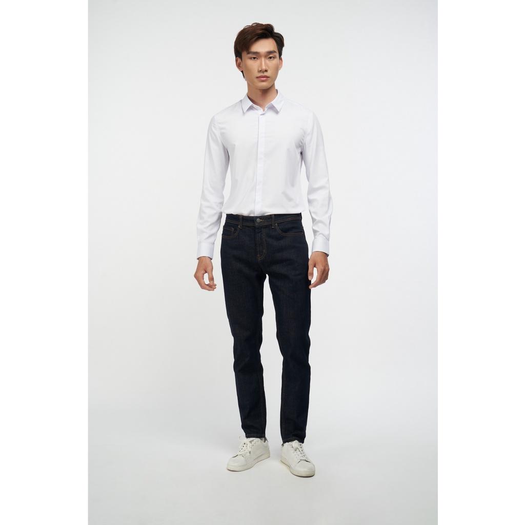 Quần jeans tiêu navy xanh đậm chỉ nổi màu vàng form slimfit - 10F20DPA103CR1 | LASTORE MENSWEAR