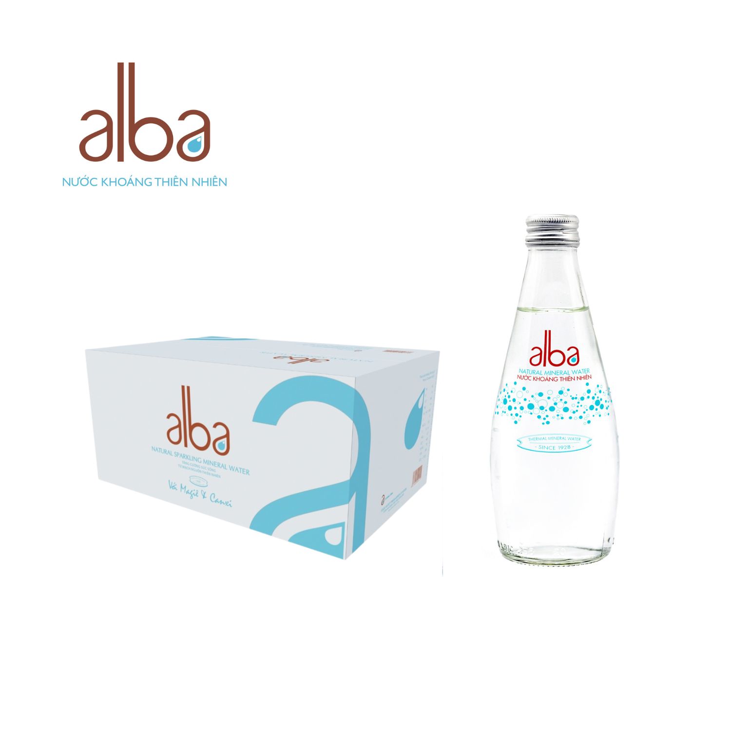 Thùng 20 chai Nước khoáng thiên nhiên ALBA Glass 300ml