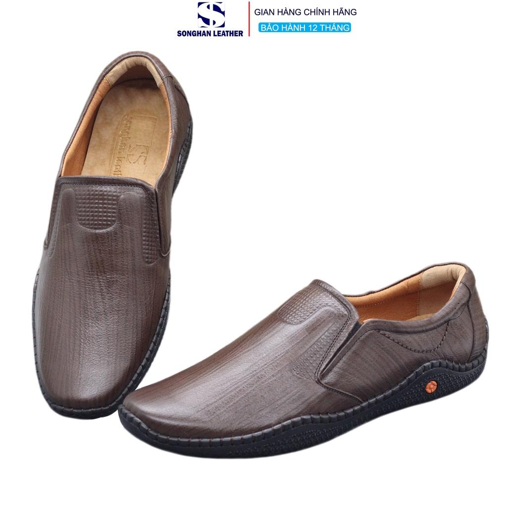 Giày Lười Bệt Nam Da Bò Vân Voi Cao Cấp Songhan Leather SM02. Giày Da Khâu Tay Thủ Công.Bảo Hành 12 Tháng