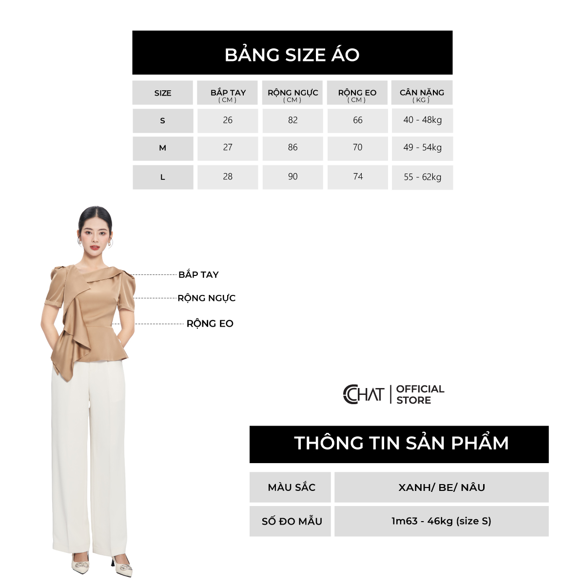 Áo Kiểu Nữ Dáng Peplum Bèo Đổ Chất Lụa Cao Cấp Mềm Mịn 53ANL2007PT