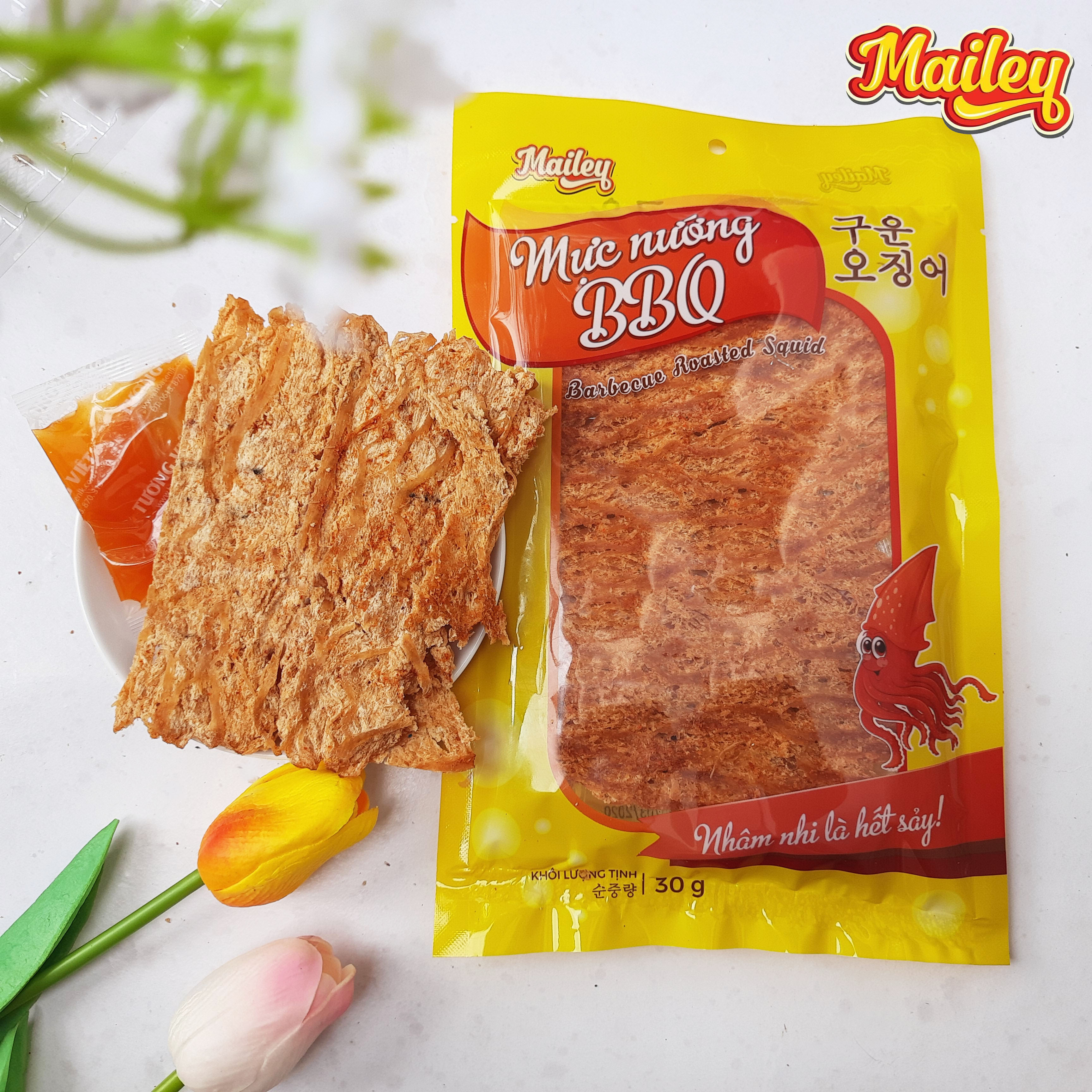 Mực cán nướng BBQ ăn liền MAILEY gói 30G