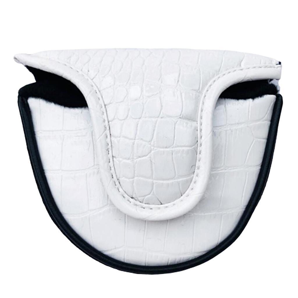 Waterproof PU Golf Mallet Head Cover Club Center Putter Headcover White