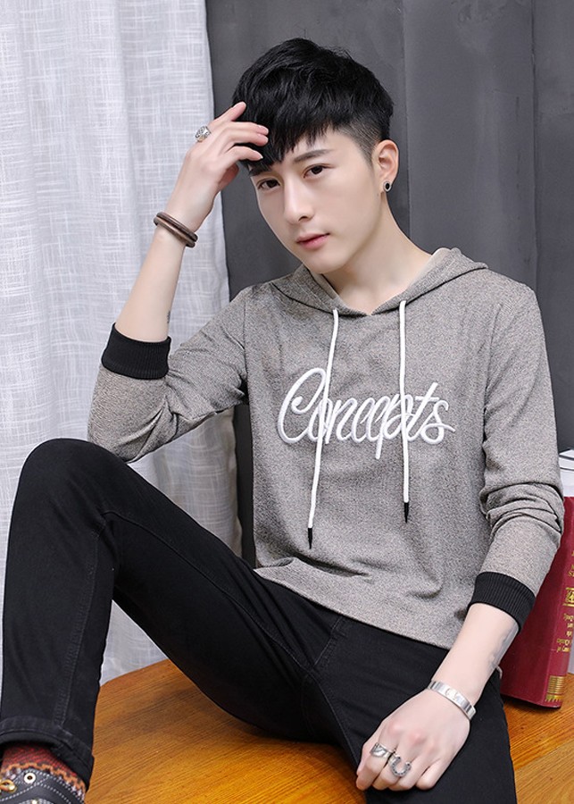 Áo khoác nam hoodie AKN490 Thun nỉ ngoại (xám vàng)