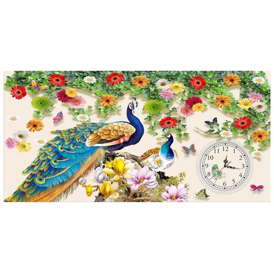 Tranh đính đá đồng hồ hạnh phúc viên mãn - chưa đính