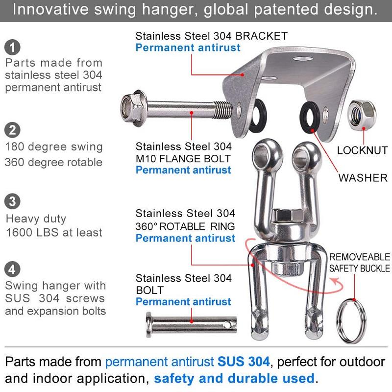 Giá Treo Võng Núi Xoay Nặng Móc Khóa Móc Cho Tập Yoga Võng Treo Ghế Bao Cát Xoay