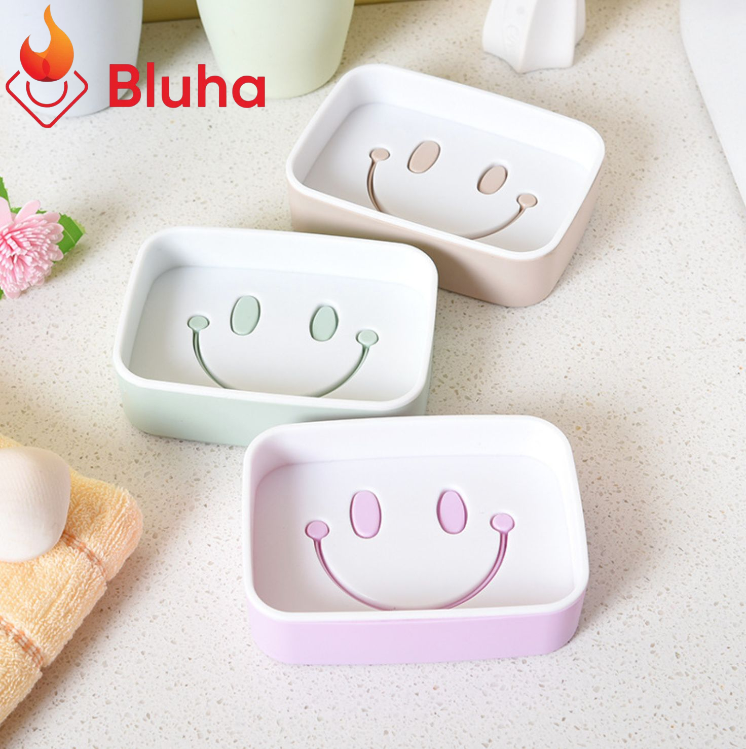 Kệ để Xà bông tắm hình Mặt cười Dán tường, Kệ Xà phòng nhựa ABS cao cấp - Màu Ngẫu Nhiên