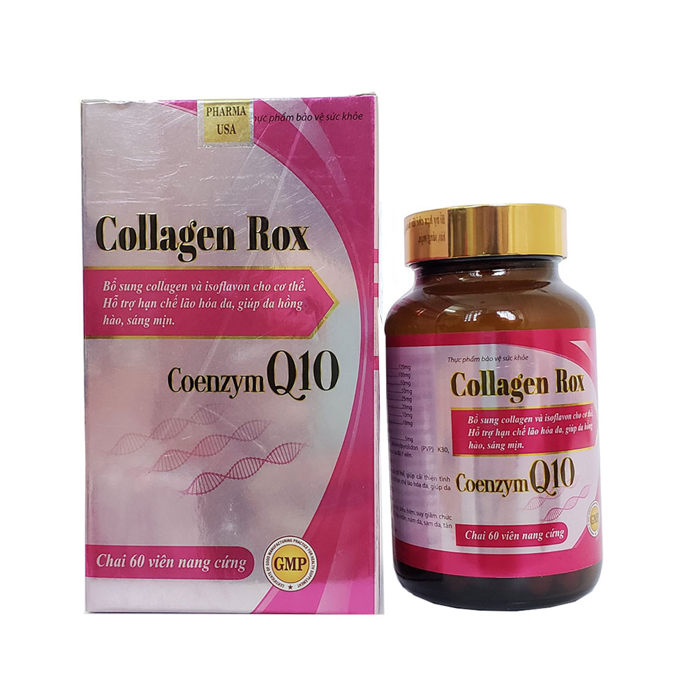 Viên uống đẹp da Collagen Rox bổ sung Vitamin E C chống lão hóa, ngừa nếp nhăn - Hộp 60 viên dùng 30 ngày