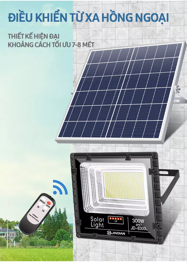 Đèn Năng Lượng Mặt Trời 40W JD8840L - Model 2021 | Thời gian chiếu sáng 10-12h, có điều khiển từ xa. Tiết kiệm điện năng, an toàn khi sử dụng