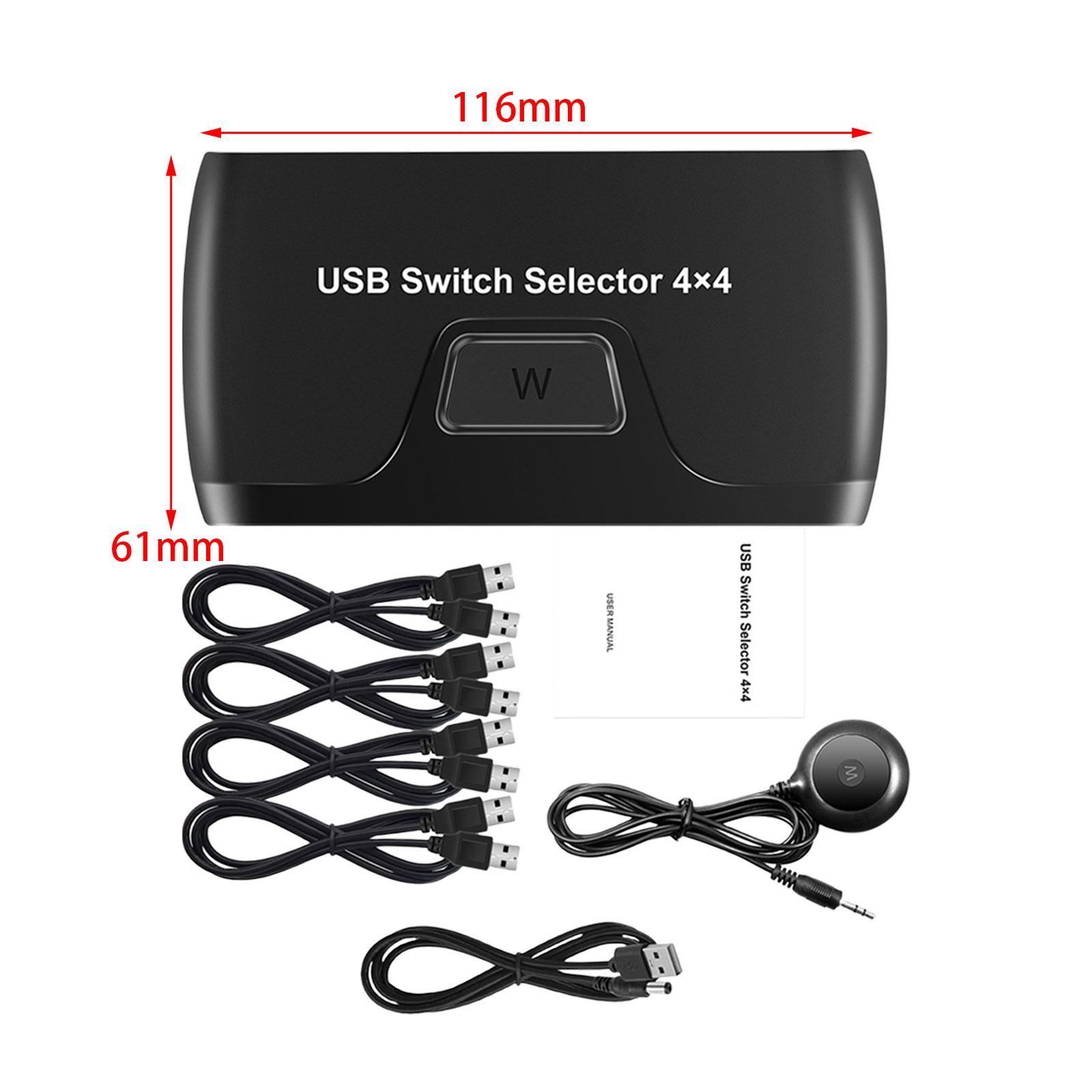 KVM Switch Box 4 Port for PC Sharing Portable Professional for Keyboard