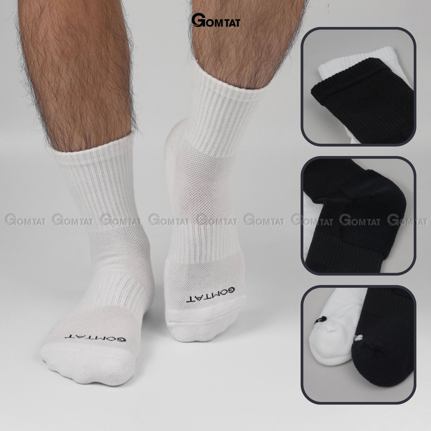 Combo 5 đôi vớ nam nữ cổ lửng GOMTAT, chất liệu cotton dày dặn, có đệm lót xù êm chân - NGAN-STA-5009-TRUNG-CB5