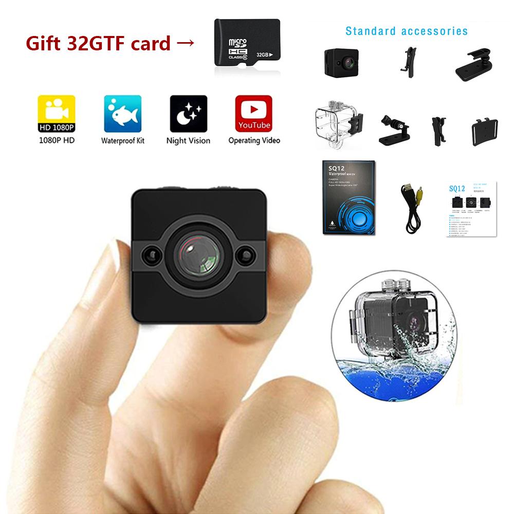 SQ12 Mini Camera HD 1080p Nút ống kính mở rộng góc quay máy quay máy quay phim thể thao DVR Vision Vision Vision Camera
