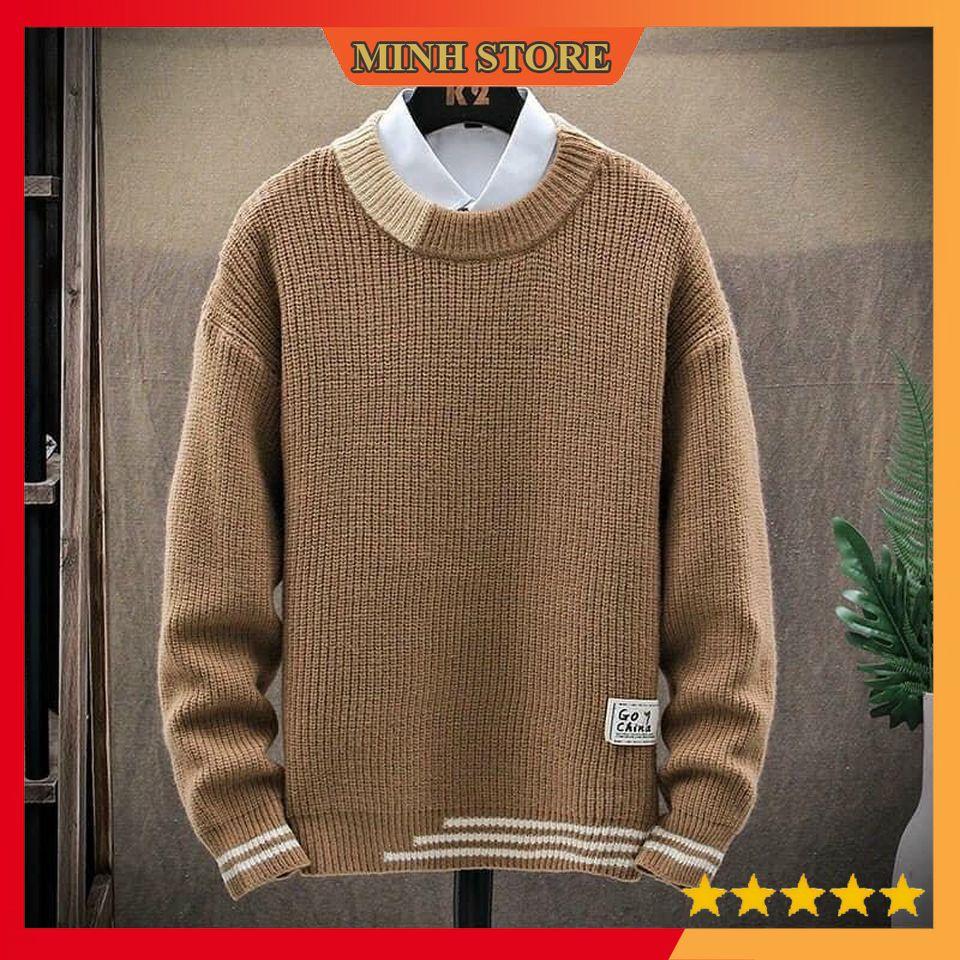 Áo len nam dài tay vá gấu cá tính, áo len nam chất liệu cao cấp phong cách trẻ trung AL06 - MINHSTORE