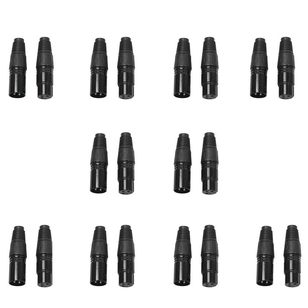 10 Pairs XLR 3Pin Microphone Cable Connector 10 Male + 10 Female Plug Cable Connector Microphone Audio Socket