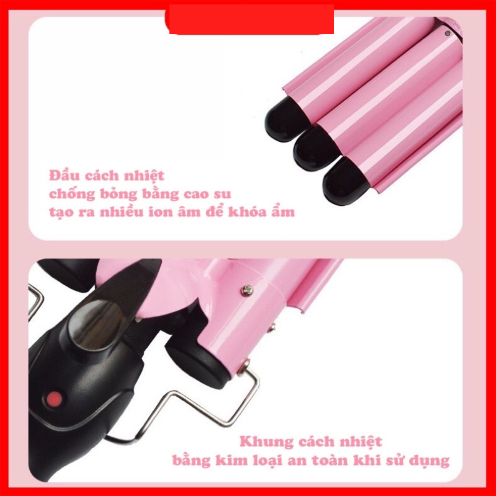 Máy uốn tóc xoăn sóng 3 trục dập sóng nước, máy uống làm tóc đẹp chuẩn salon size 22mm, 25mm