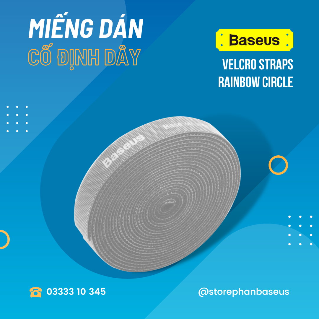 Hình ảnh Dây dán dính | Baseus Rainbow Circle Velcro Straps cố định dây cáp, dây điện, dây sạc - Hàng Chính Hãng