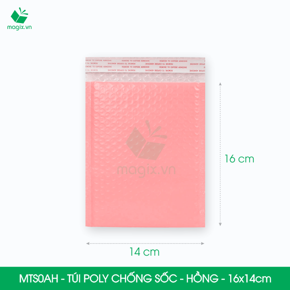 MTS0AH - 16x14cm - COMBO 100 TÚI GÓI HÀNG CHỐNG SỐC BỌC BÓNG KHÍ MÀU HỒNG PASTEL