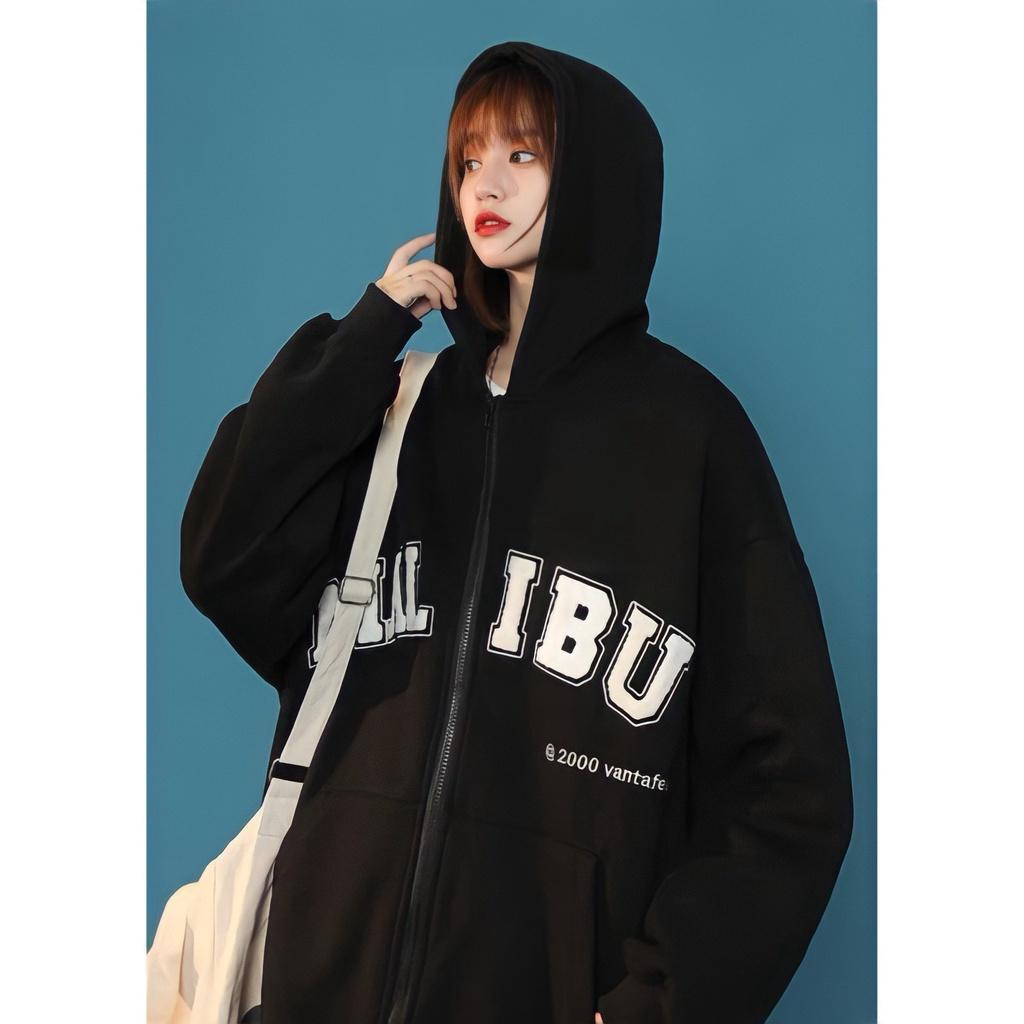 Áo Hoodie Zip Nỉ Ngoại Nam Nữ Dáng Thụng In Chữ MALIBU