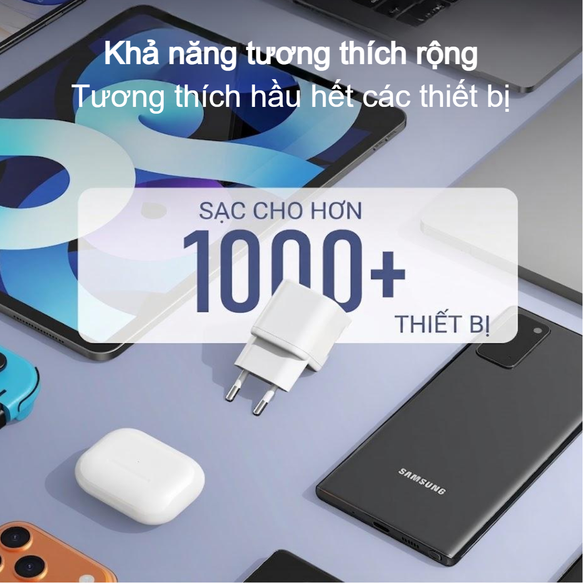 Củ sạc siêu nhanh GaN 100W 1C Choetech PD9031 nhỏ gọn cho laptop và điện thoại (Hàng chính hãng)