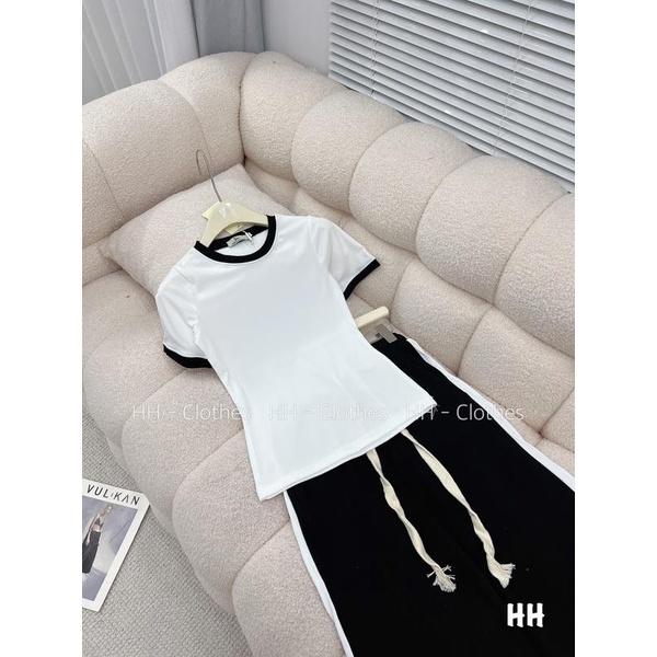 Sét bộ đồ áo trắng quần dài đen hottrend hàng cao cấp tự tin dạo bước