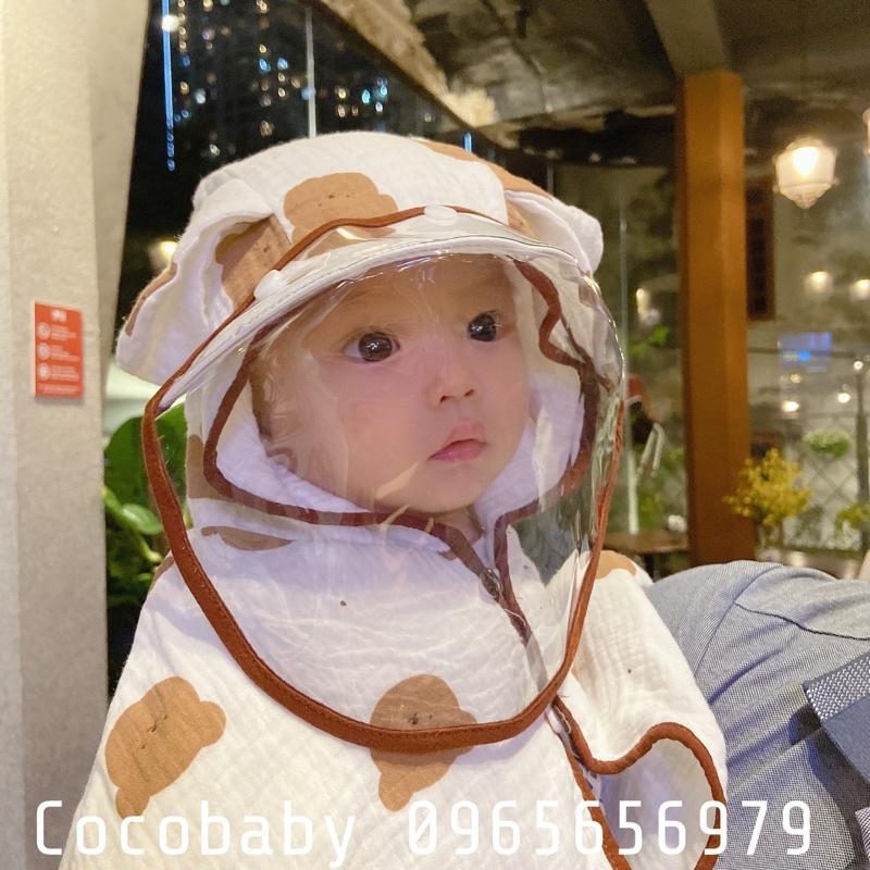 Ảnh thật - Áo choàng xô Cocobaby muslintree kèm tấm chắn chống giọt bắn cao cấp dành cho bé