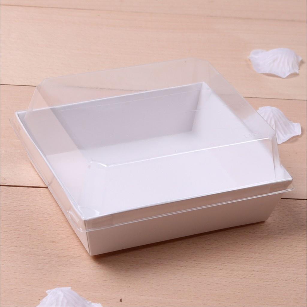 50 Hộp giấy trắng đựng bánh su kem E1413 - Khay giấy trắng vuông 1413 đựng bông lan trứng muối