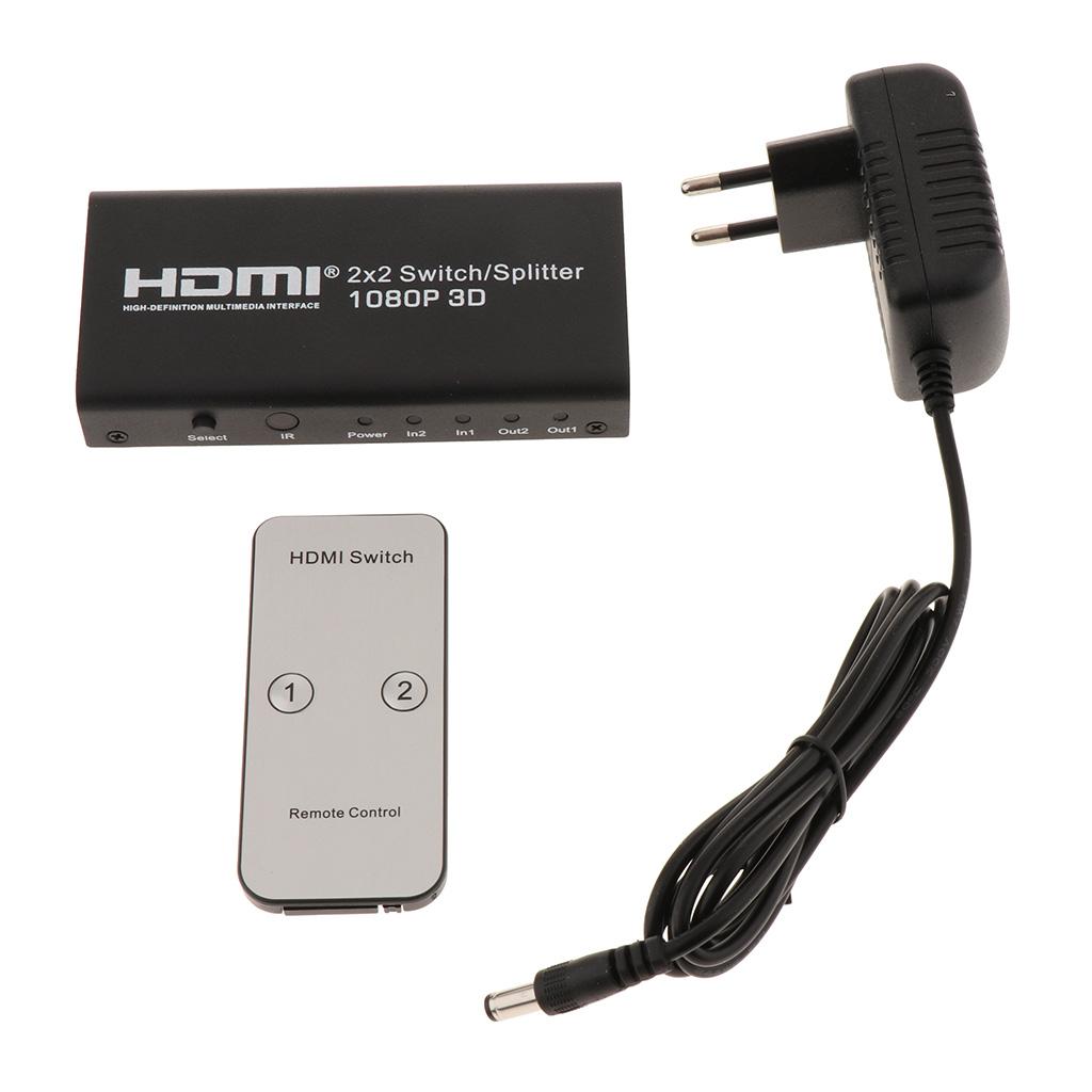 HDMI Switch 2 in 2out Switcher Selector Splitter Hub Box For HDTV HD EU Plug