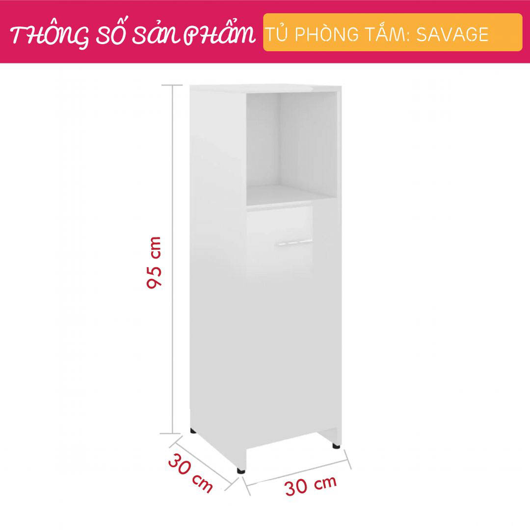 Tủ phòng tắm gỗ hiện đại SMLIFE Savage | Gỗ MDF dày 17mm chống ẩm | D30xR30xC95cm