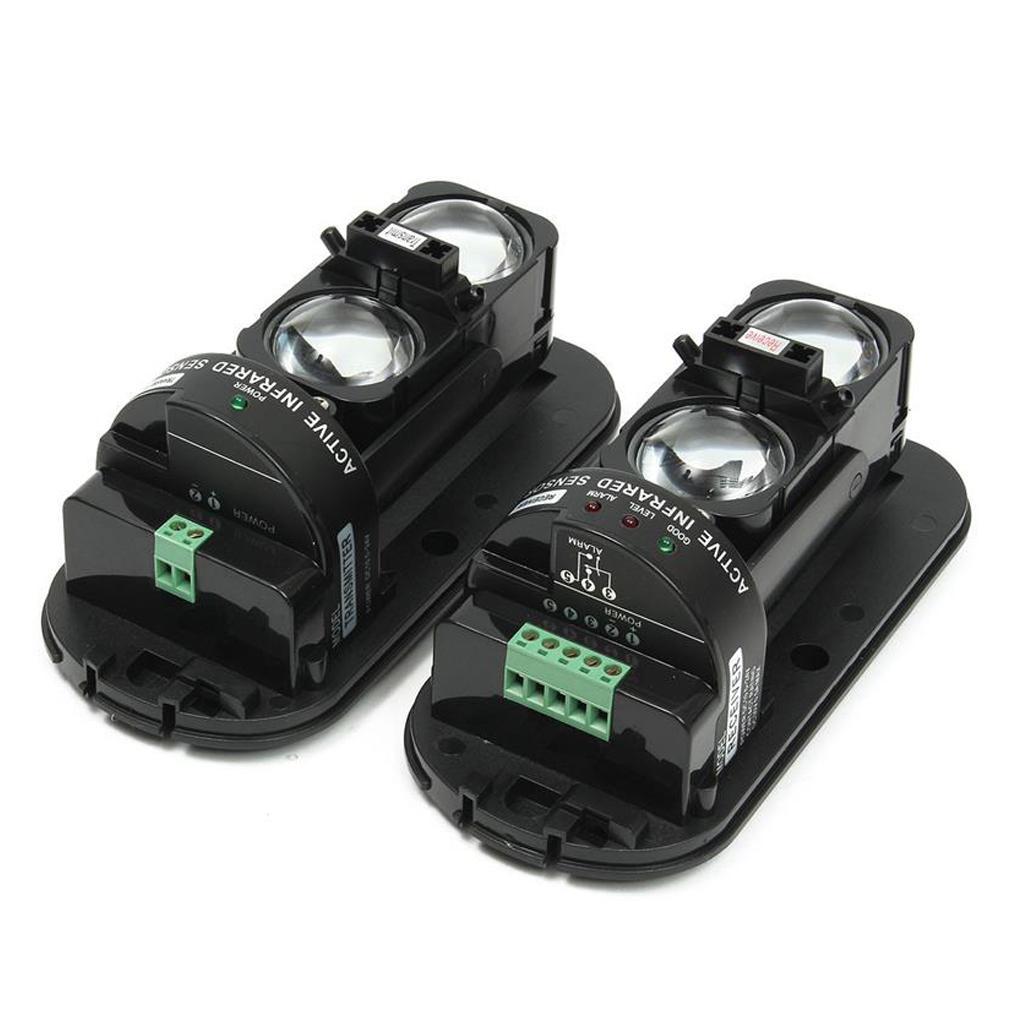 New Dual Alarm Beam Sensor Infrared Detector Sensor Waterproof Alarm Black