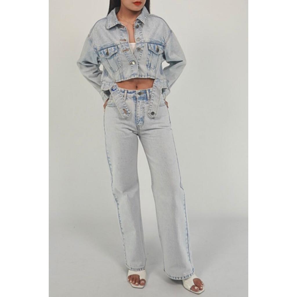 Áo khoác nữ A5 + quần bò cá tính , dáng đứng, chất liệu cotton 100% chĩnh hãng thương hiệu Samma Jeans