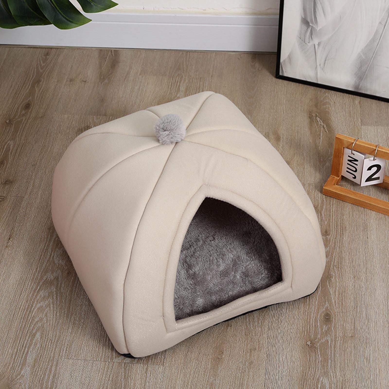 Plush Cave Pet Bed Dog Tent Hut Cozy Removable Washable Pad Cat Warm House for Kitten Sleeping Rabbit+Plush Cave Pet Bed Dog Tent Hut Cozy Removable W