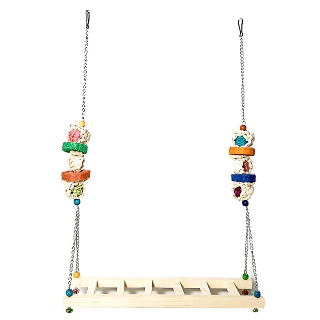 Chicken Swing Ladder Wooden Perch Handmade Bird Toy for Macaw Trainning