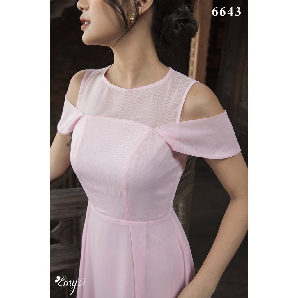 Đầm EMY EM6643 Maxi Hồng Rớt Vai