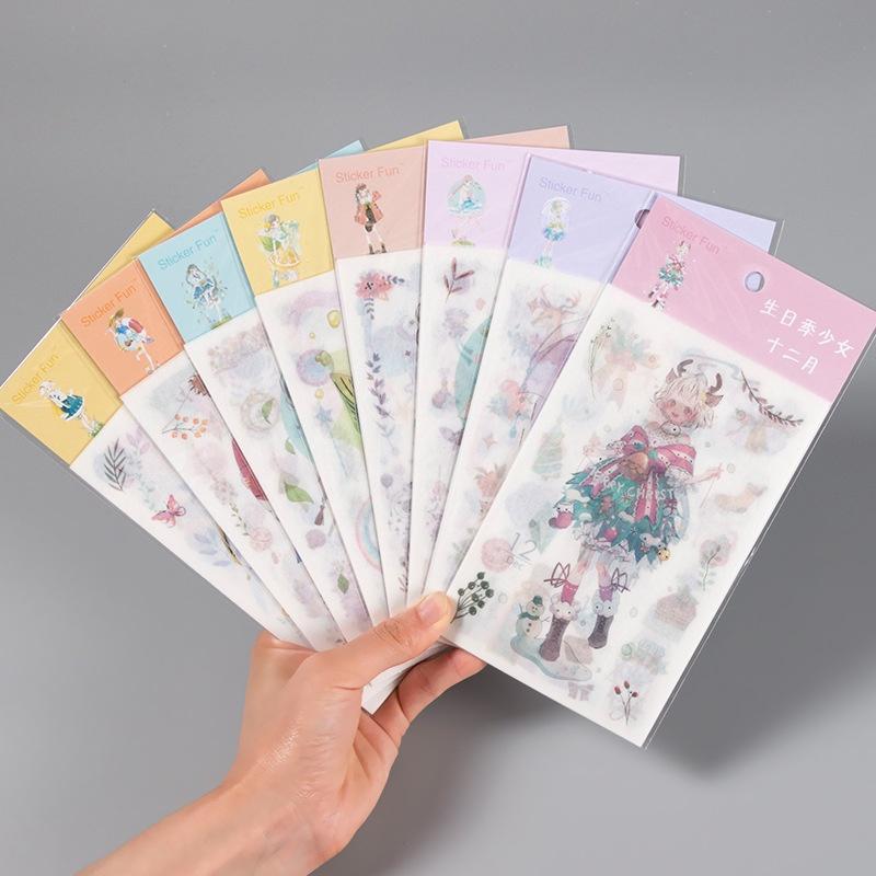 Sticker Vintage Hình Dán Cô Gái Dễ Thương Stickers Dán Trang Trí Sổ Tay Cute Bookmark Vintage Bulletjournal