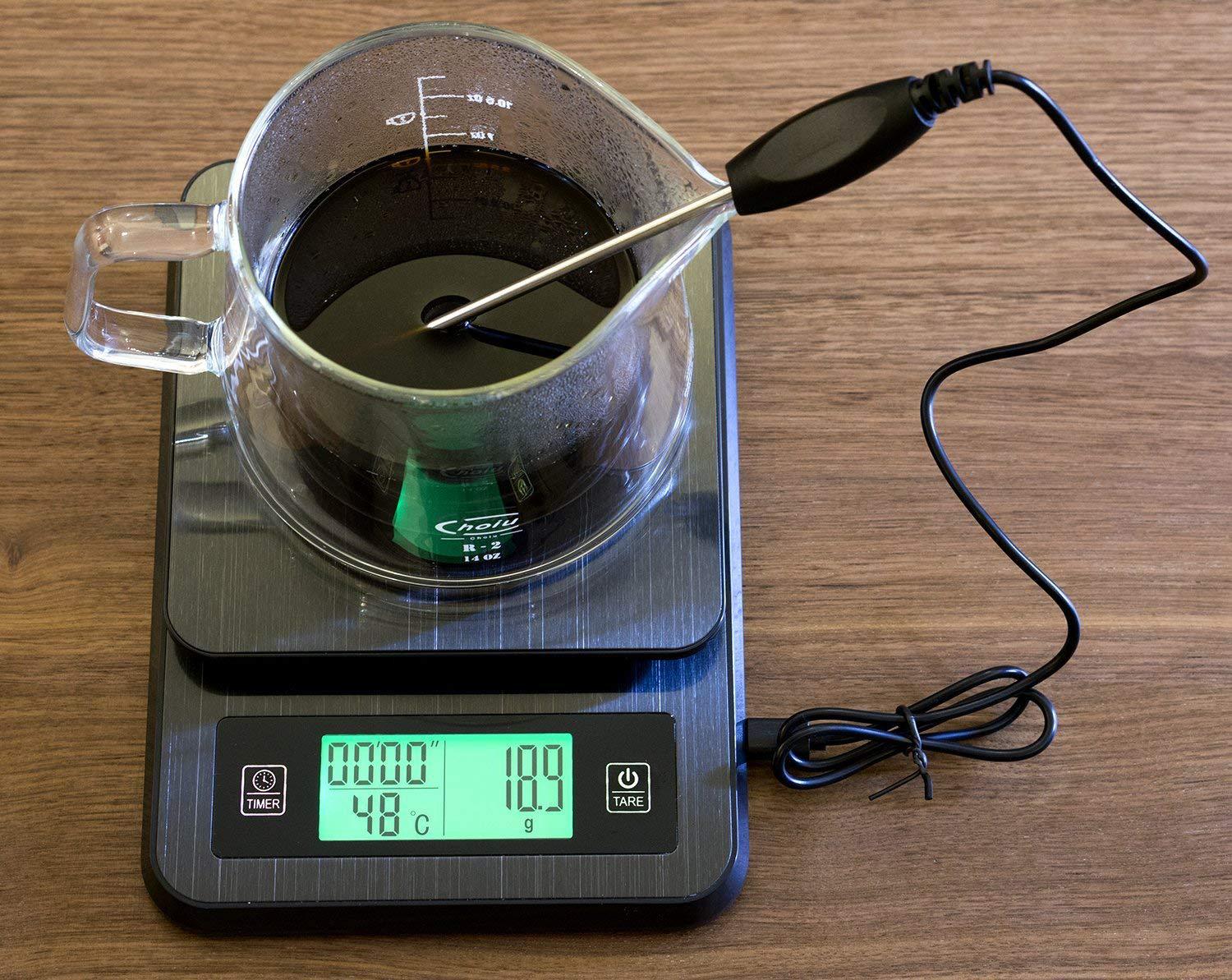 Cân cà phê điện tử V60 chuyên drip có nhiệt kế 0.1g 3kg